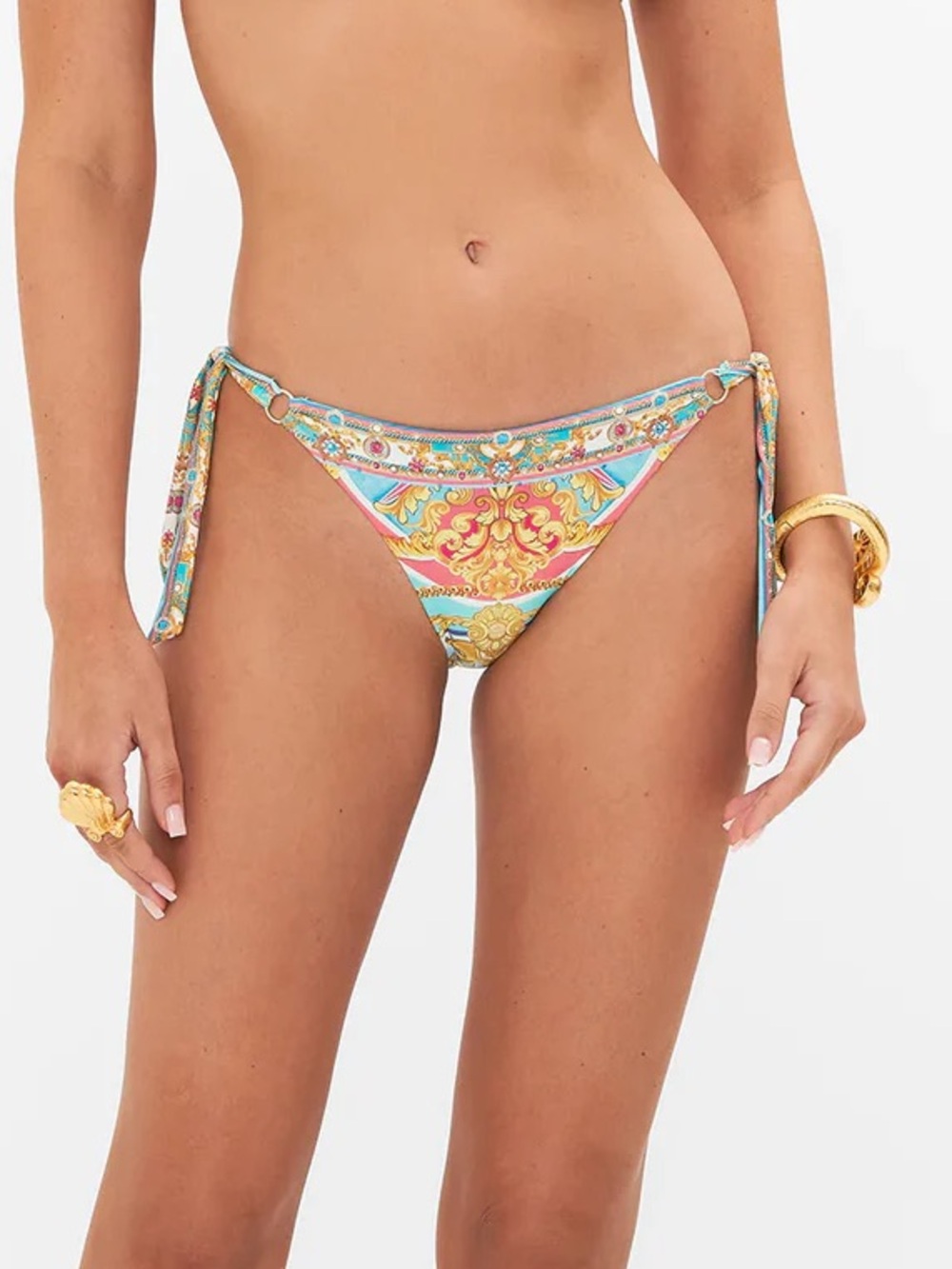 Camilla Soft Tie Tri Bikini Bottoms With Trims - Sail Away With Me NWT $376.00 M